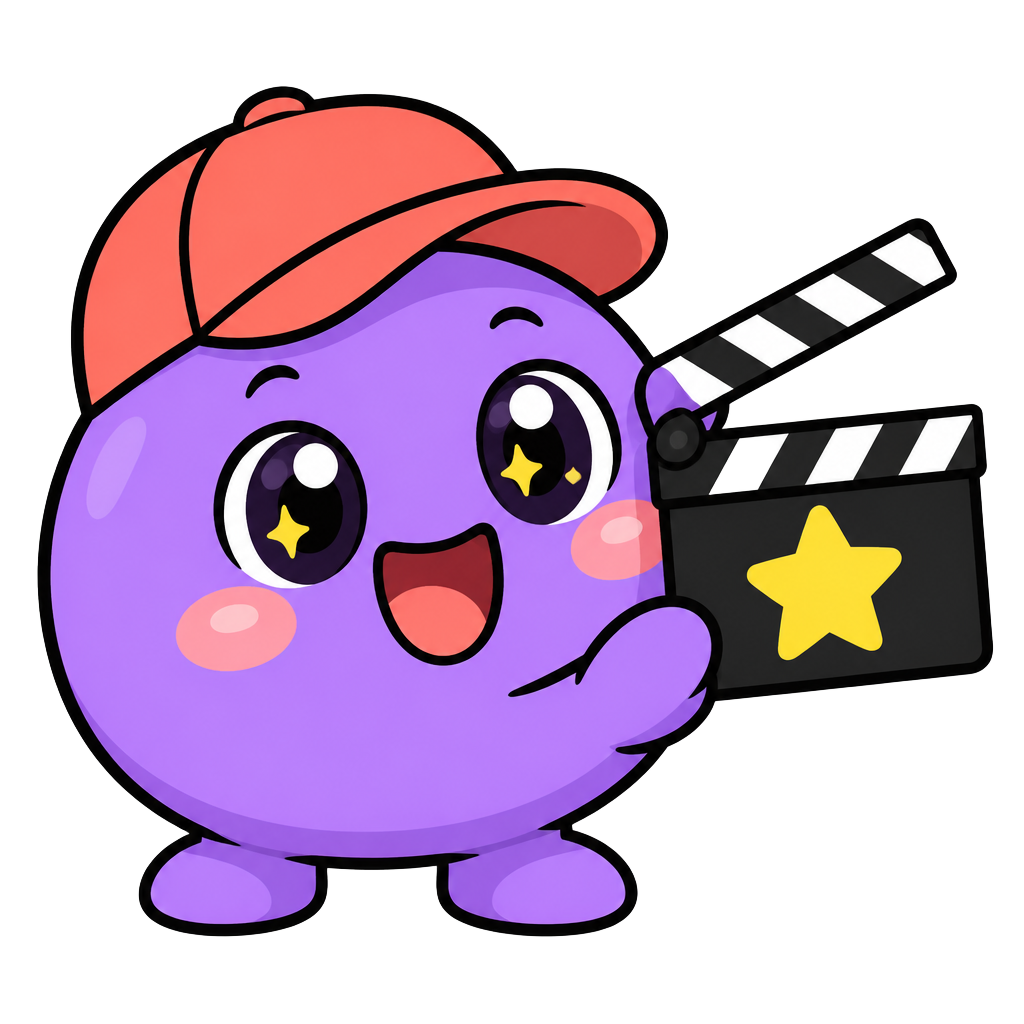 Renarcade mascot holding a star clapperboard